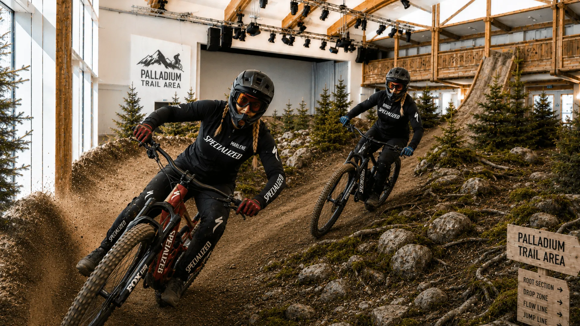 Zwei Mountainbiker im Palladium Trail Area Bikepark
